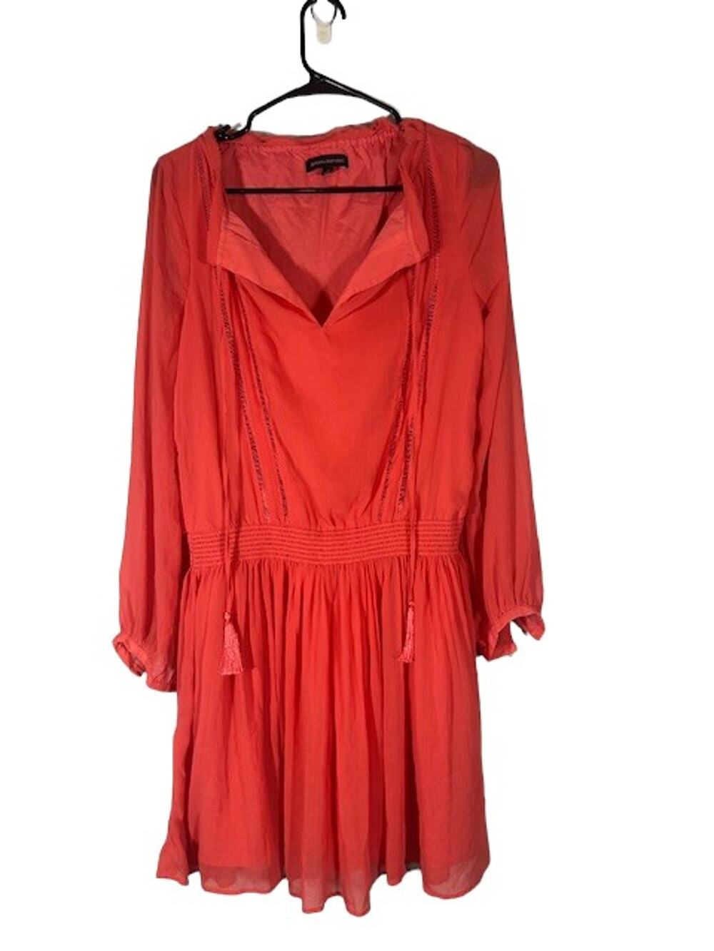 Banana Republic Pink Barbiecore V-Neck Collared Elastic Waist Dress Women Sz S